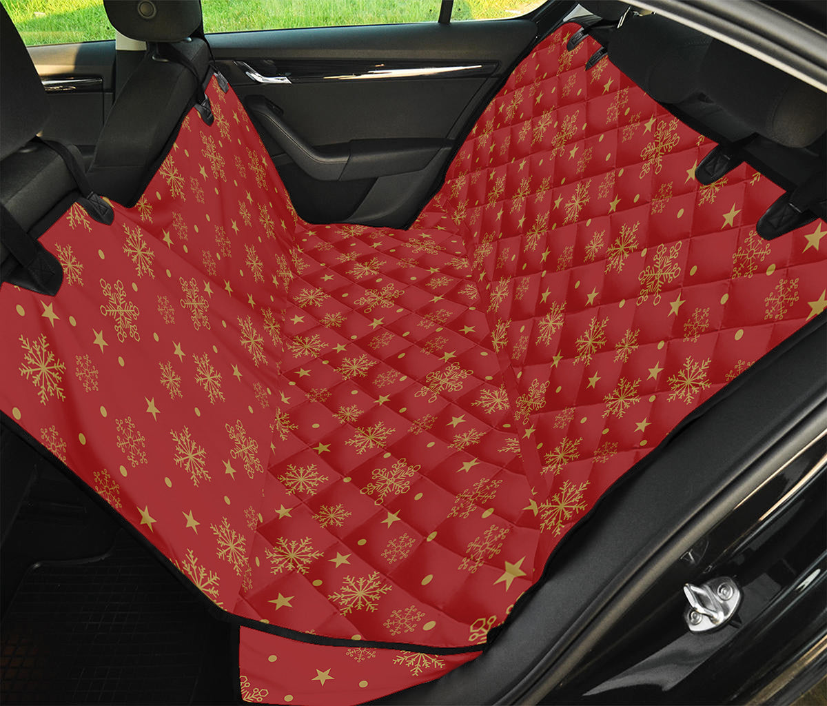 Christmas Snowflakes And Stars Print Pet Car Back Seat Cover