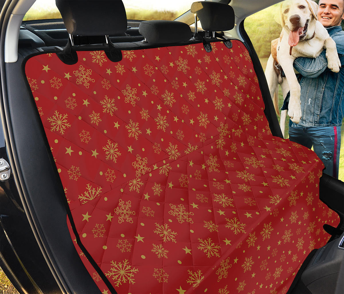 Christmas Snowflakes And Stars Print Pet Car Back Seat Cover