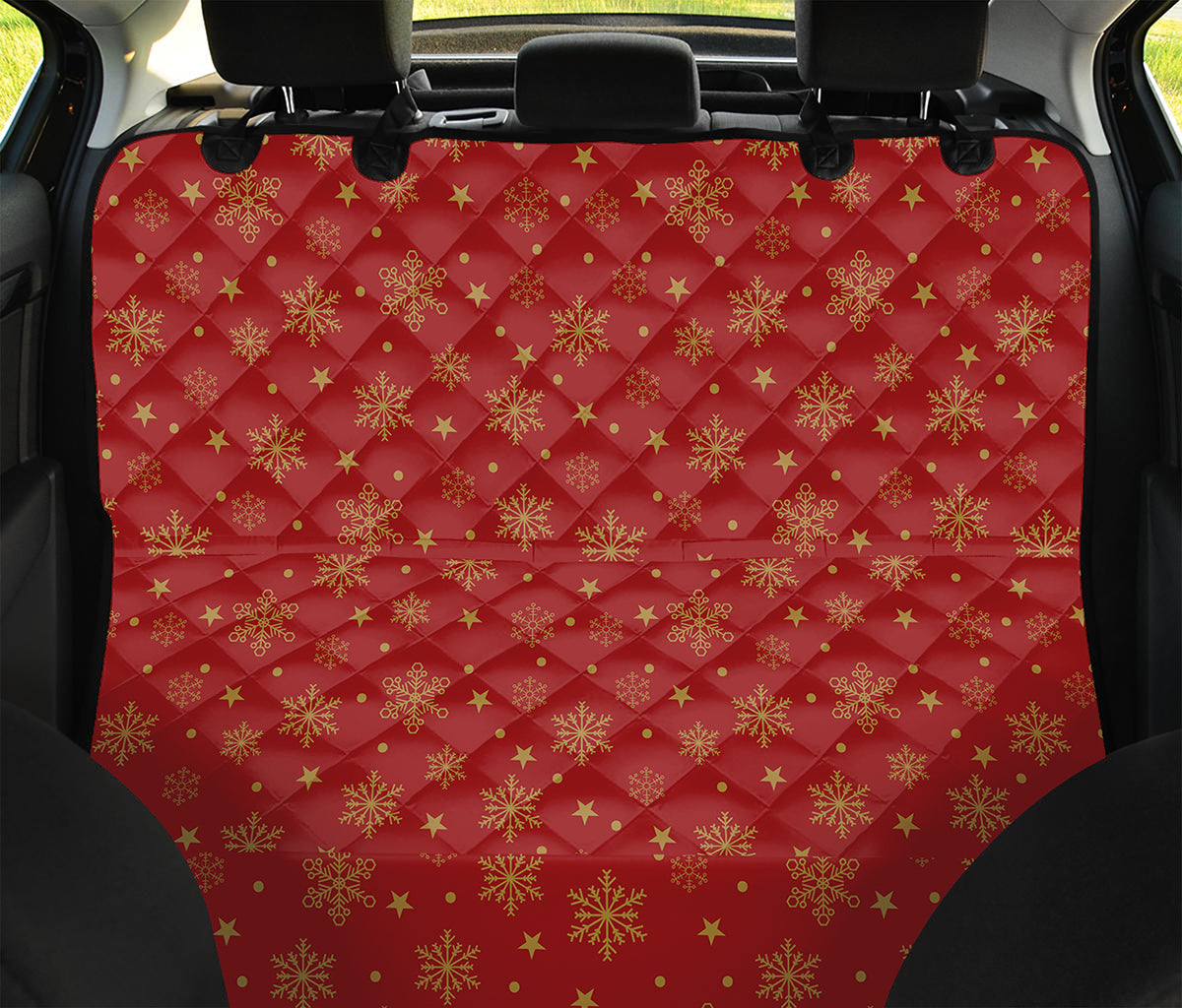 Christmas Snowflakes And Stars Print Pet Car Back Seat Cover