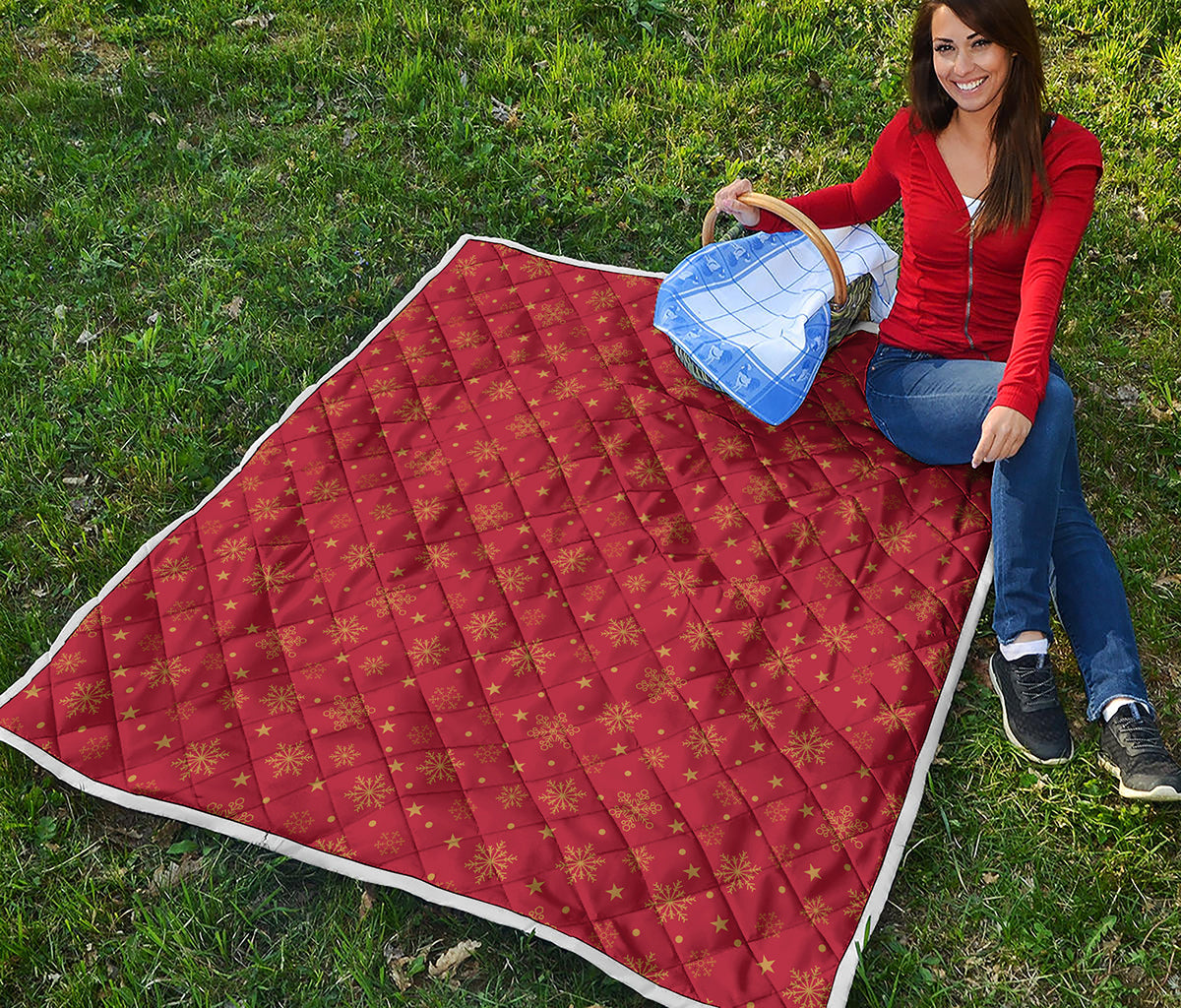 Christmas Snowflakes And Stars Print Quilt