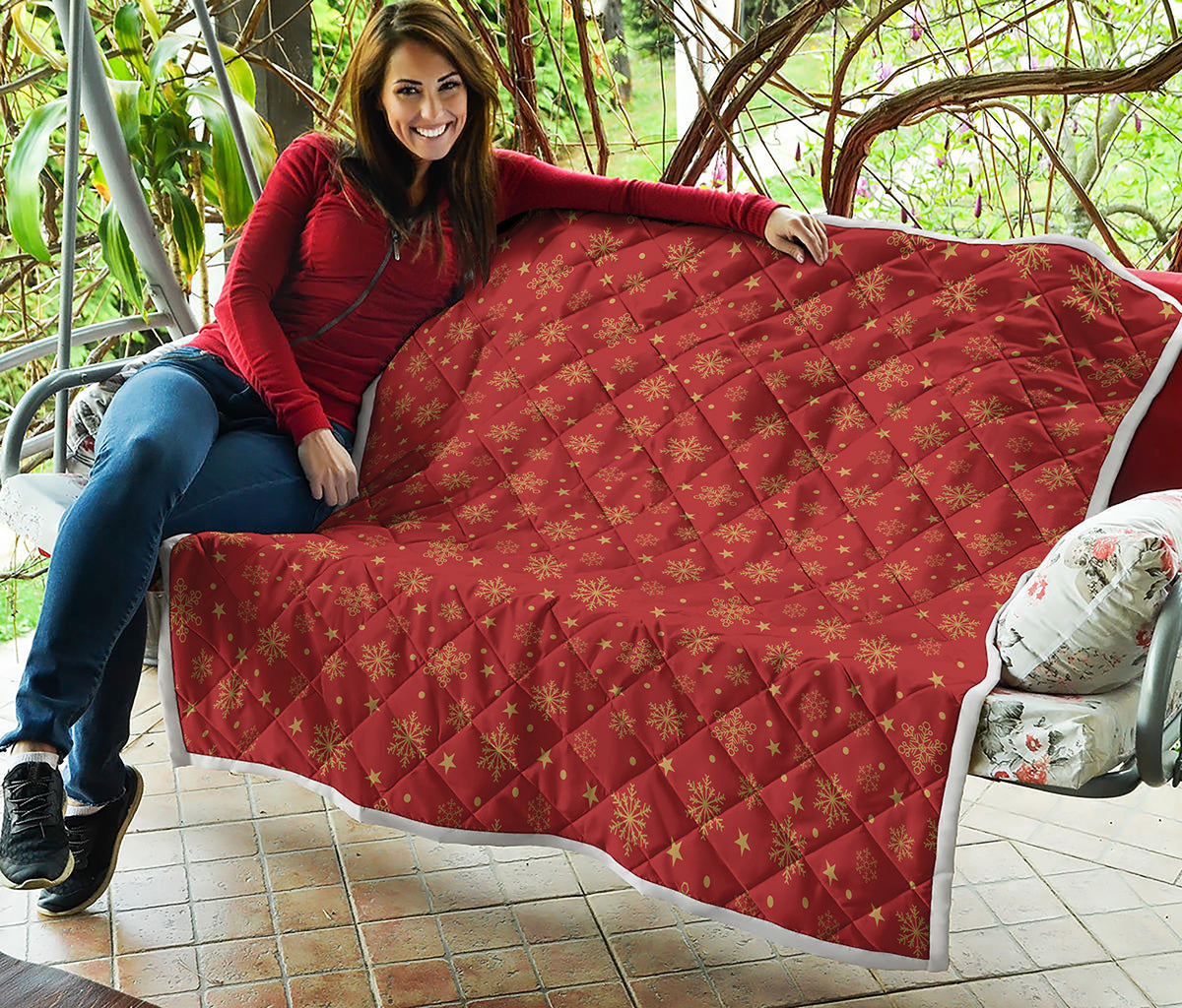 Christmas Snowflakes And Stars Print Quilt