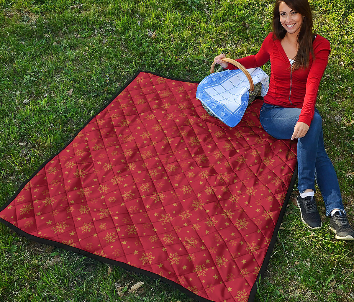 Christmas Snowflakes And Stars Print Quilt