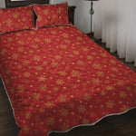 Christmas Snowflakes And Stars Print Quilt Bed Set