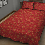 Christmas Snowflakes And Stars Print Quilt Bed Set