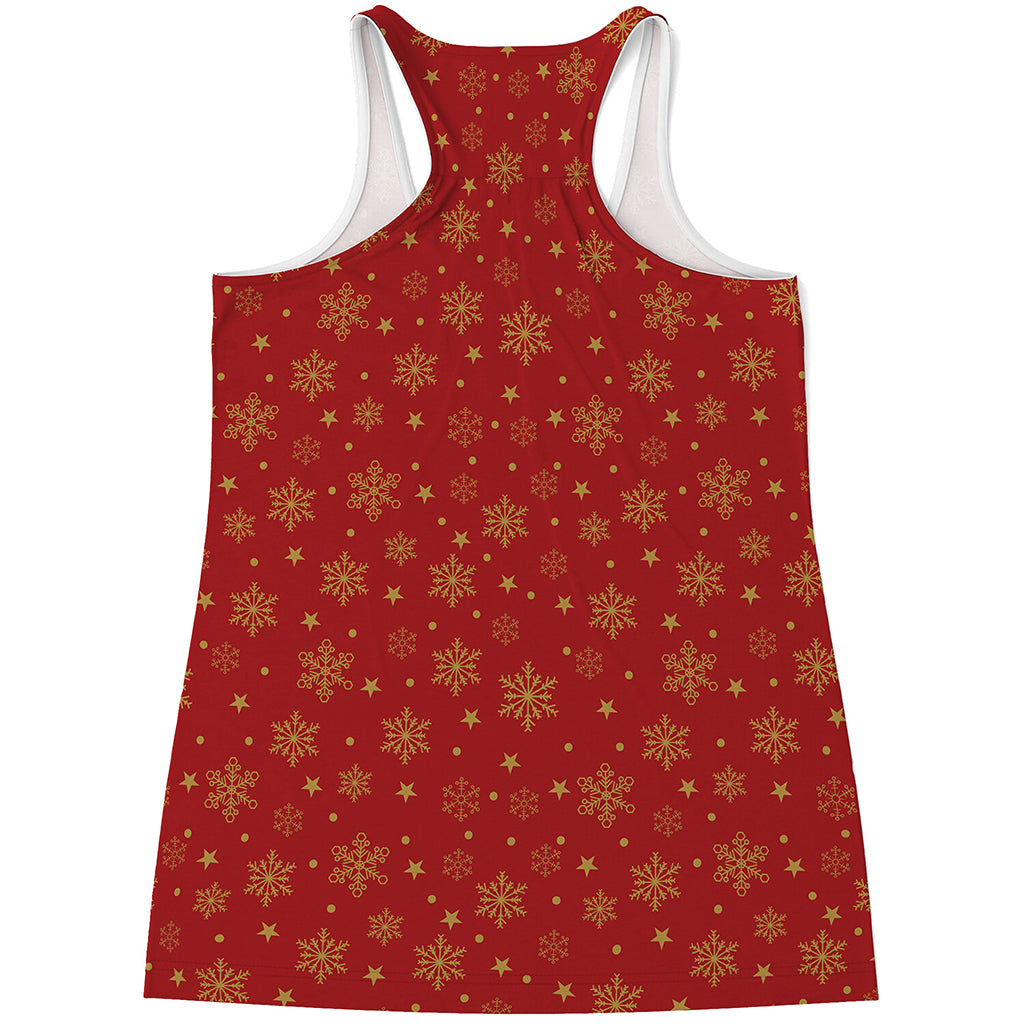 Christmas Snowflakes And Stars Print Women's Racerback Tank Top