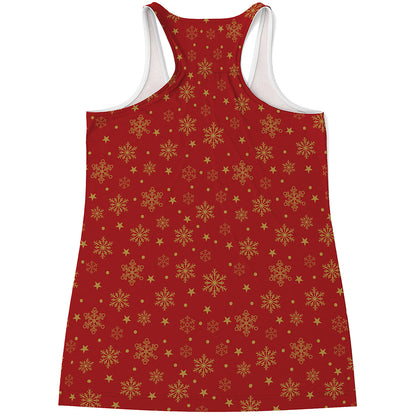 Christmas Snowflakes And Stars Print Women's Racerback Tank Top