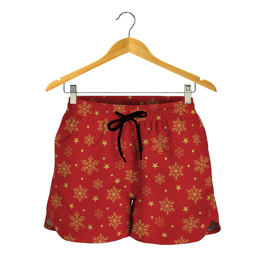 Christmas Snowflakes And Stars Print Women's Shorts