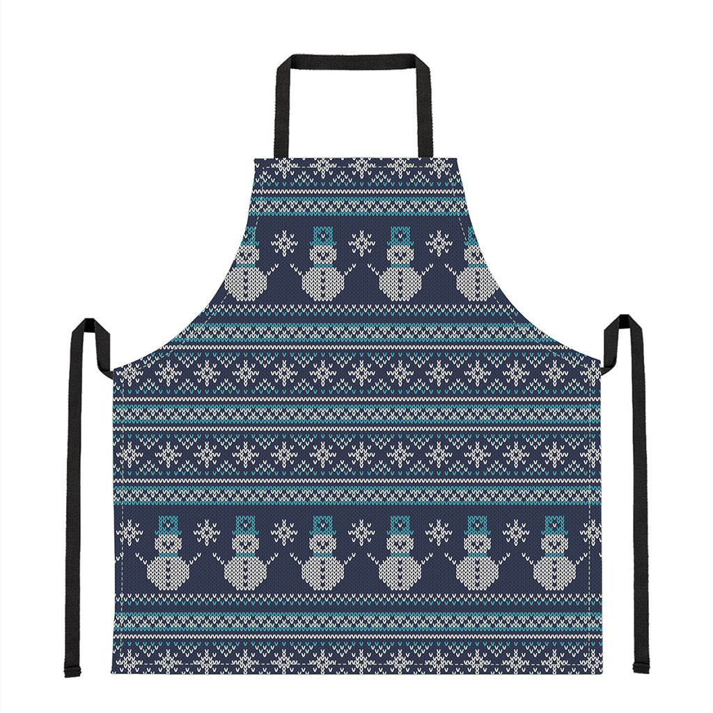 Christmas Snowman Knitted Pattern Print Apron