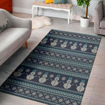 Christmas Snowman Knitted Pattern Print Area Rug