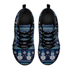 Christmas Snowman Knitted Pattern Print Black Sneakers