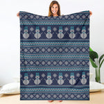 Christmas Snowman Knitted Pattern Print Blanket