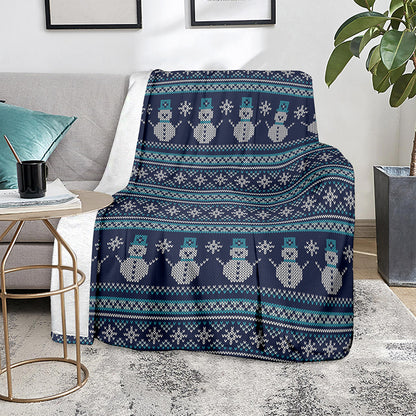 Christmas Snowman Knitted Pattern Print Blanket