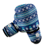 Christmas Snowman Knitted Pattern Print Boxing Gloves