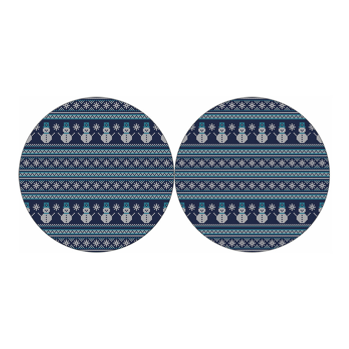 Christmas Snowman Knitted Pattern Print Car Coasters