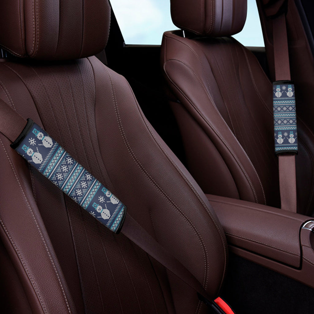 Christmas Snowman Knitted Pattern Print Car Seat Belt Covers
