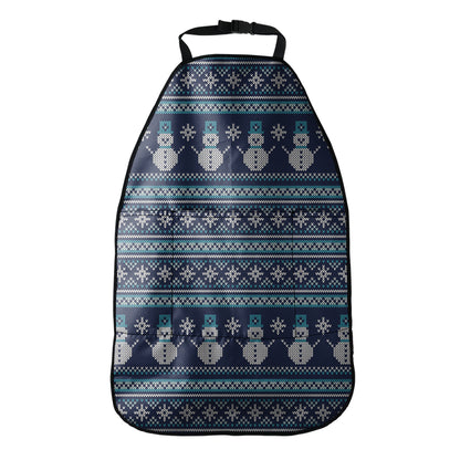 Christmas Snowman Knitted Pattern Print Car Seat Organizers