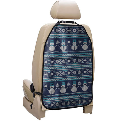 Christmas Snowman Knitted Pattern Print Car Seat Organizers