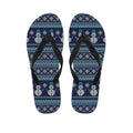 Christmas Snowman Knitted Pattern Print Flip Flops