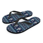 Christmas Snowman Knitted Pattern Print Flip Flops