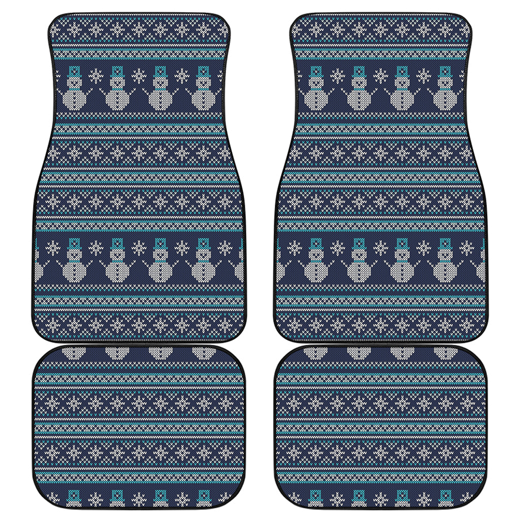 Christmas Snowman Knitted Pattern Print Front and Back Car Floor Mats