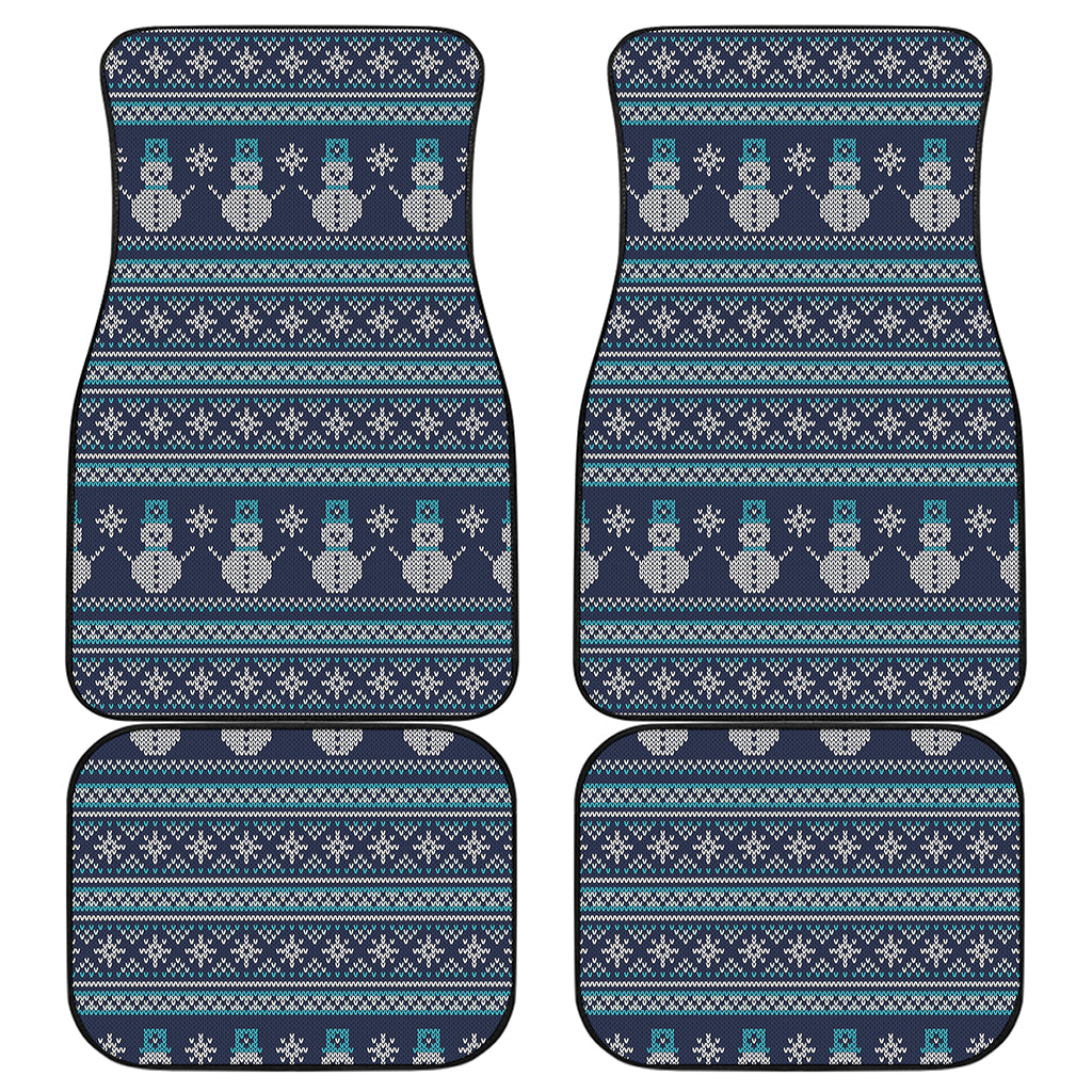 Christmas Snowman Knitted Pattern Print Front and Back Car Floor Mats