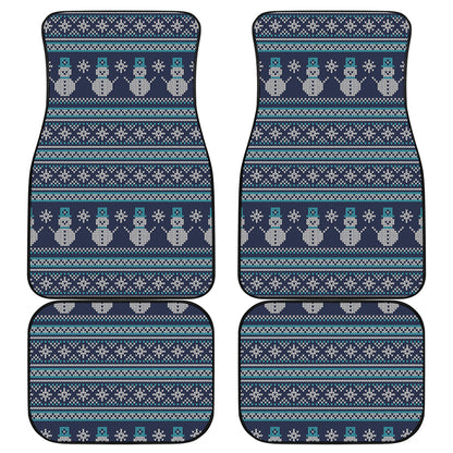 Christmas Snowman Knitted Pattern Print Front and Back Car Floor Mats