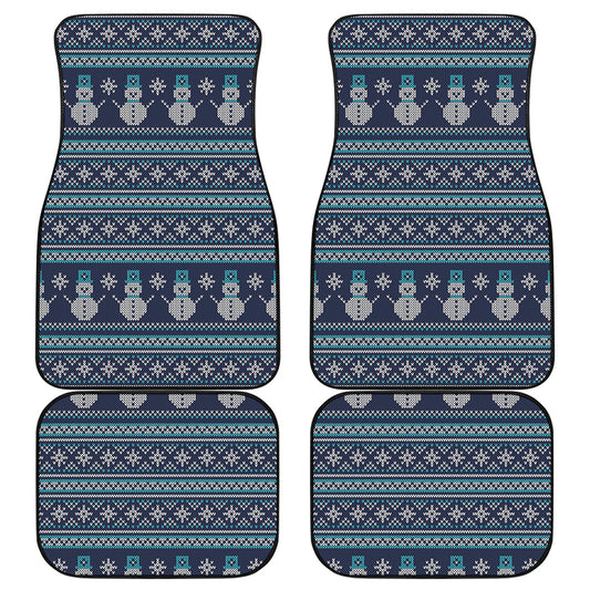 Christmas Snowman Knitted Pattern Print Front and Back Car Floor Mats