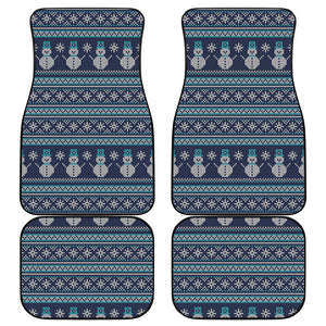 Christmas Snowman Knitted Pattern Print Front and Back Car Floor Mats