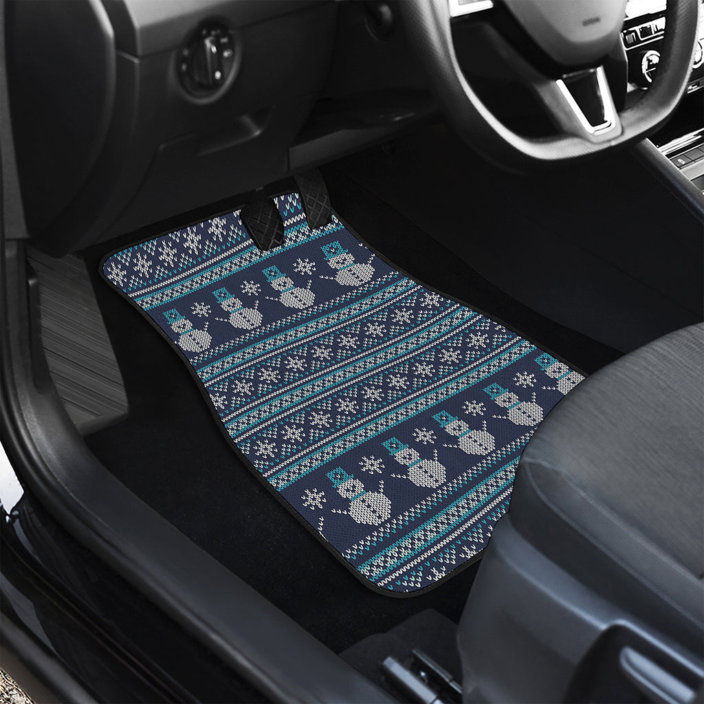 Christmas Snowman Knitted Pattern Print Front and Back Car Floor Mats