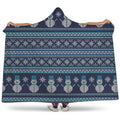 Christmas Snowman Knitted Pattern Print Hooded Blanket