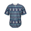 Christmas Snowman Knitted Pattern Print Men's Baseball Jersey