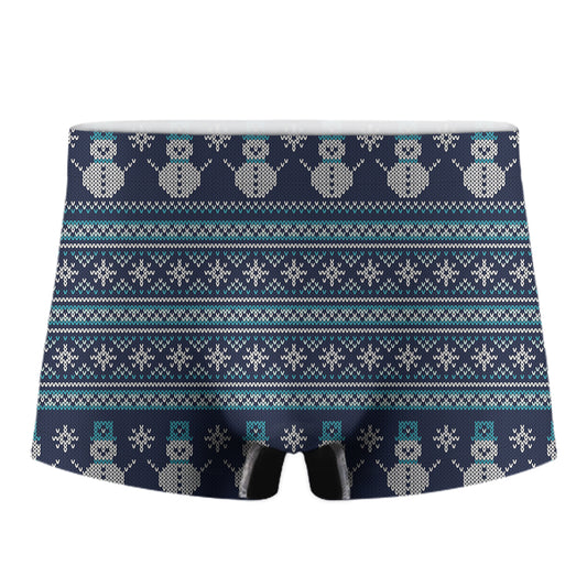 Christmas Snowman Knitted Pattern Print Men's Boxer Briefs