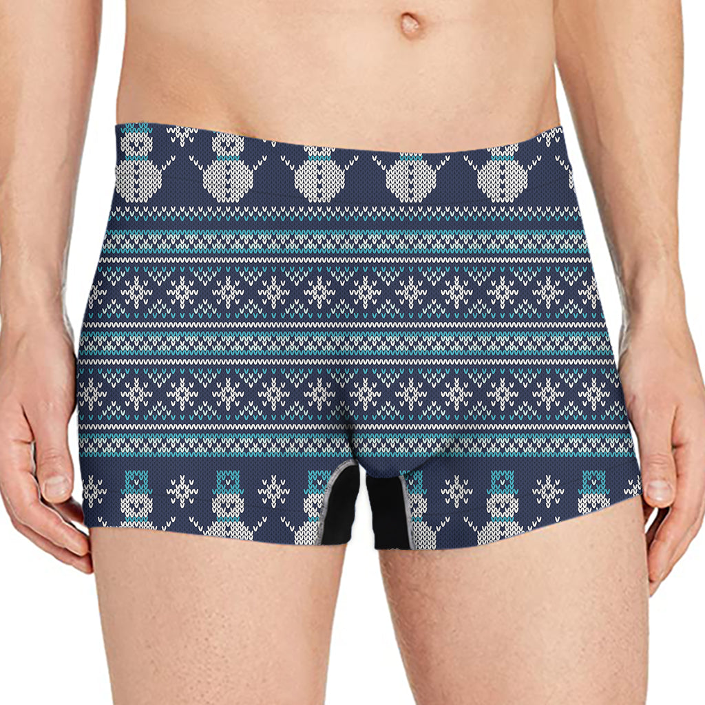 Christmas Snowman Knitted Pattern Print Men's Boxer Briefs