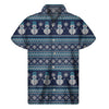 Christmas Snowman Knitted Pattern Print Men's Short Sleeve Shirt