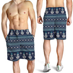 Christmas Snowman Knitted Pattern Print Men's Shorts