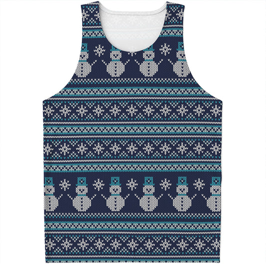 Christmas Snowman Knitted Pattern Print Men's Tank Top