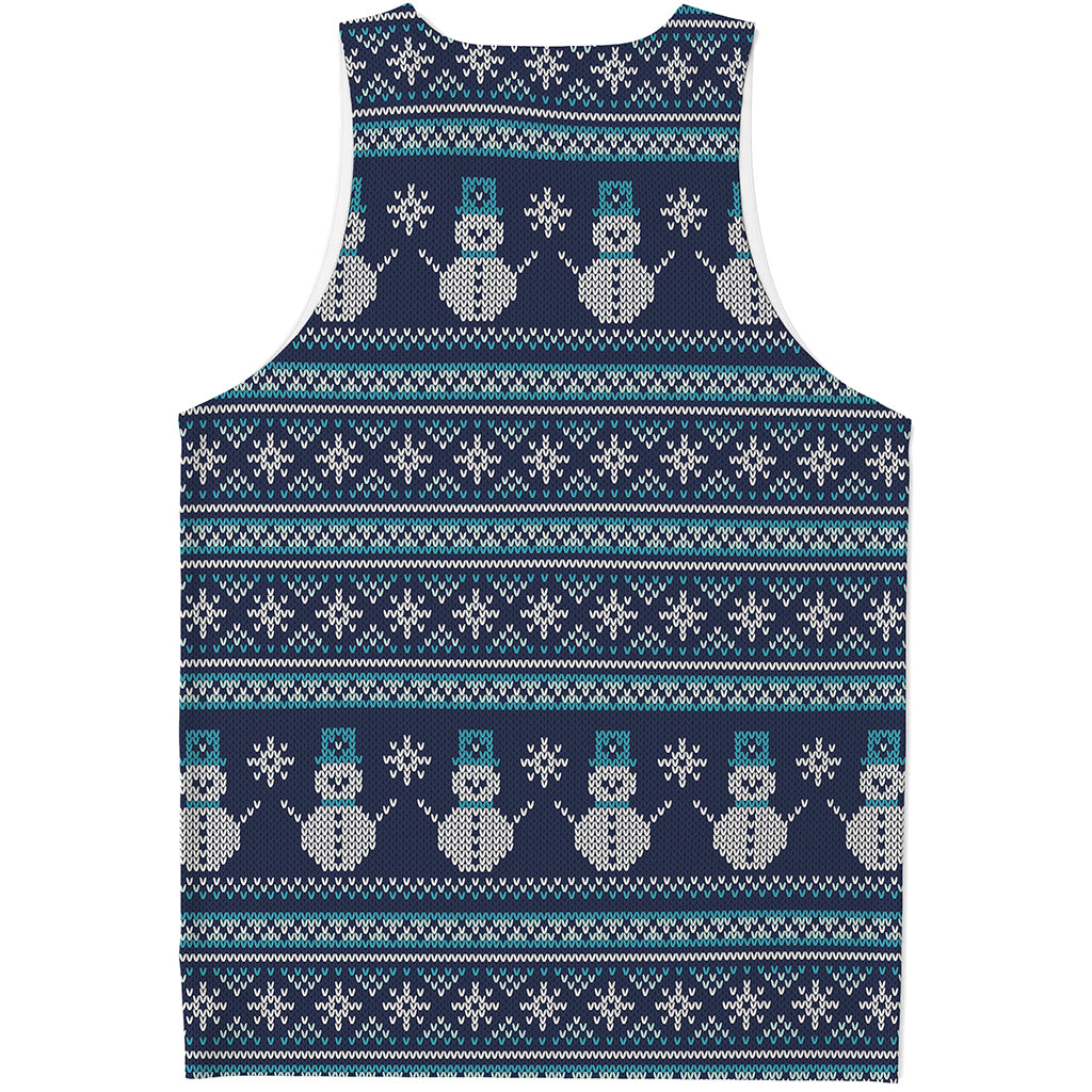 Christmas Snowman Knitted Pattern Print Men's Tank Top