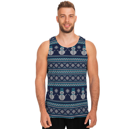 Christmas Snowman Knitted Pattern Print Men's Tank Top