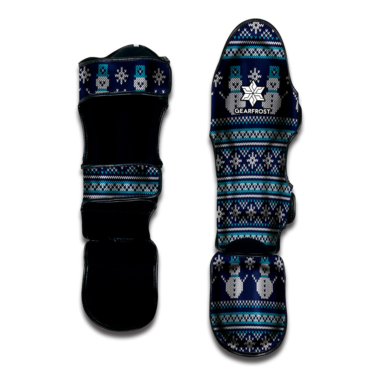 Christmas Snowman Knitted Pattern Print Muay Thai Shin Guard