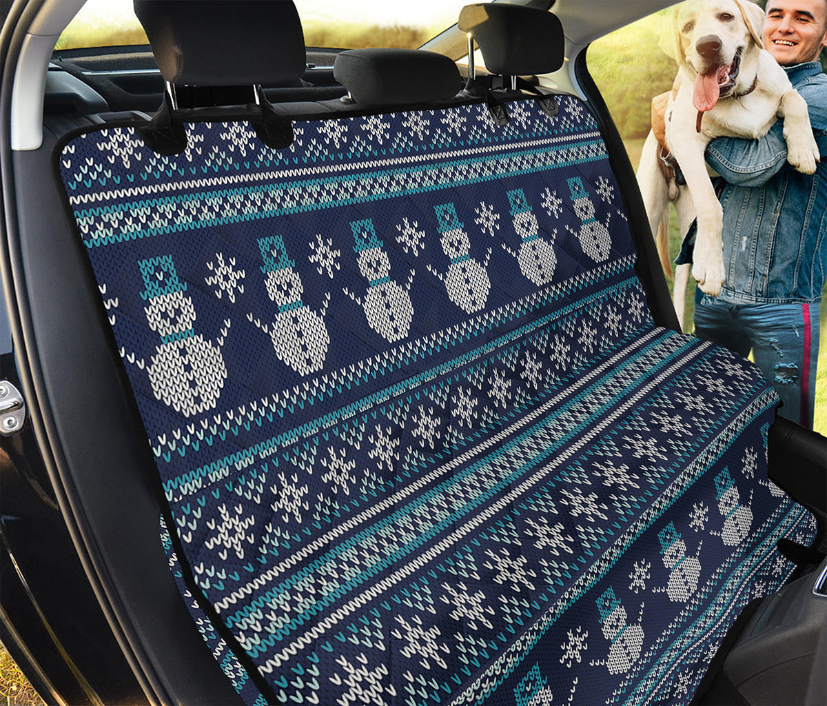 Christmas Snowman Knitted Pattern Print Pet Car Back Seat Cover