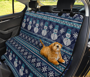 Christmas Snowman Knitted Pattern Print Pet Car Back Seat Cover