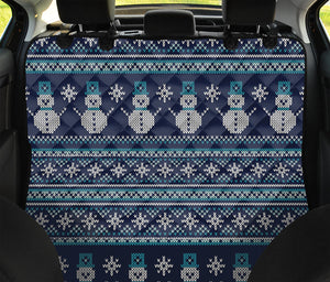 Christmas Snowman Knitted Pattern Print Pet Car Back Seat Cover