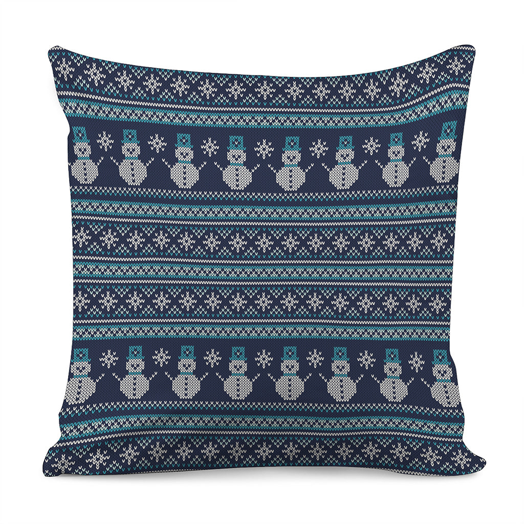 Christmas Snowman Knitted Pattern Print Pillow Cover