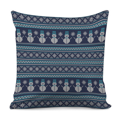 Christmas Snowman Knitted Pattern Print Pillow Cover