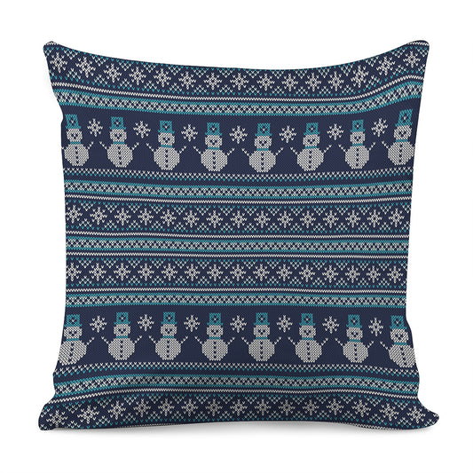 Christmas Snowman Knitted Pattern Print Pillow Cover