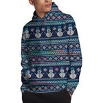 Christmas Snowman Knitted Pattern Print Pullover Hoodie