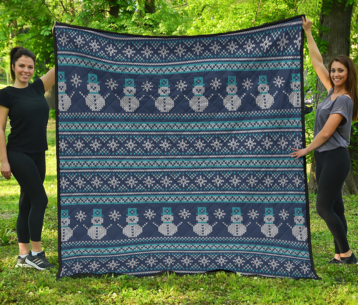 Christmas Snowman Knitted Pattern Print Quilt