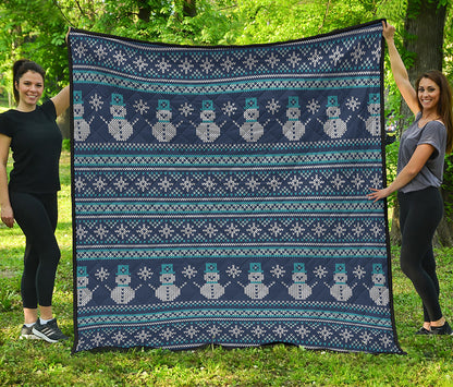 Christmas Snowman Knitted Pattern Print Quilt