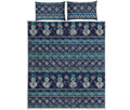 Christmas Snowman Knitted Pattern Print Quilt Bed Set
