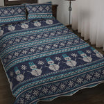 Christmas Snowman Knitted Pattern Print Quilt Bed Set